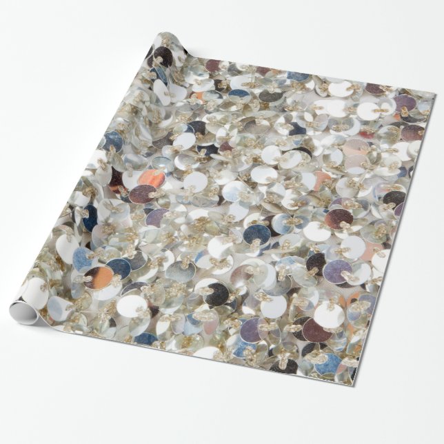 Silver Sequin Glitzer Glam Glamour Wrapping Paper Geschenkpapier (Ungerollt)