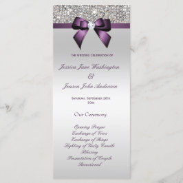 Silver Sequin Lila Bow Wedding Program Programm