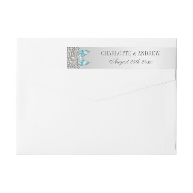 Silver Sequins Aquamarin Blue Bow und Diamond (Rückseite)