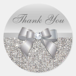 Silver Sequins Bow Danke Stickers