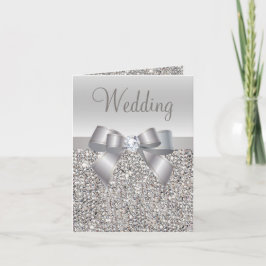 Silver Sequins, Bow & Diamond Wedites Einladung