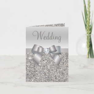 Silver Sequins, Bow & Diamond Wedites Einladung