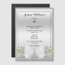 Silver Sequins & Floral Gemes Glitzer Bow Geburtst