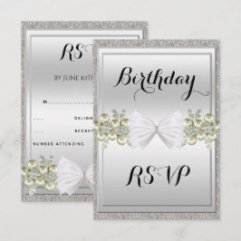 Silver Sequins & Floral Gemes Glitzer Bow UAWG Einladung