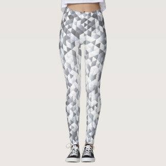 Silver Sequins: Glittering Mosaic Background Leggings