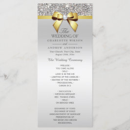 Silver Sequins Gold Diamond Bow Wedding Program Programm