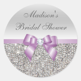 Silver Sequins Lilac Bow Brautparty Stickers