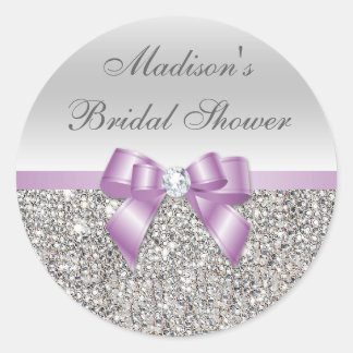 Silver Sequins Lilac Bow Brautparty Stickers