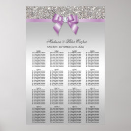 Silver Sequins Lilac Bow Wedding Chart Poster