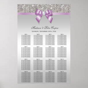 Silver Sequins Lilac Bow Wedding Chart Poster