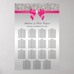 Silver Sequins Pink Bow Wedding Chart Poster