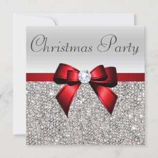 Silver Sequins Weihnachtsfest Party Red Diamond Bo Einladung