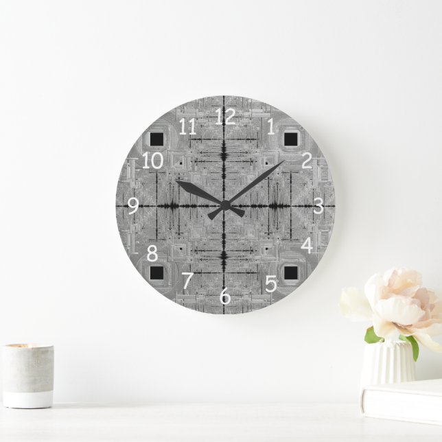 Silver Serenade Round Clock Große Wanduhr (Zuhause)
