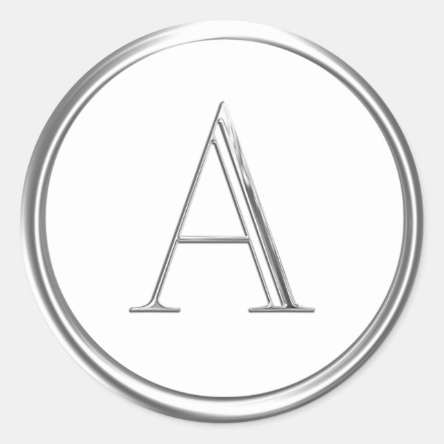 Silver Serif Monogram Starter Runder Aufkleber (Vorderseite)