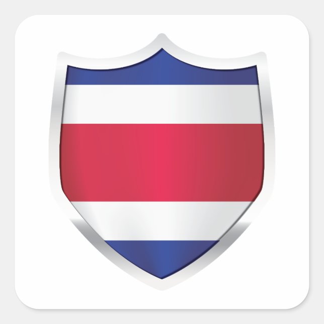 Silver Shield Flag Costa Rica Quadratischer Aufkleber (Vorderseite)