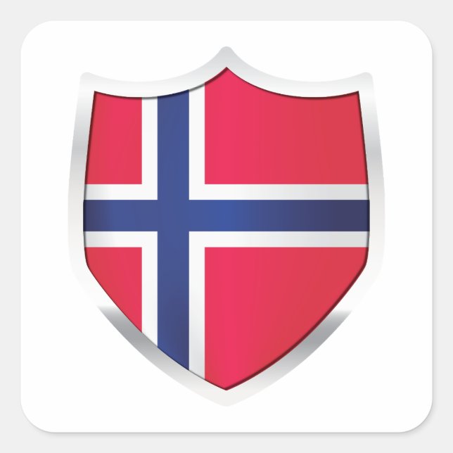 Silver Shield Flag Norwegen Quadratischer Aufkleber (Vorderseite)