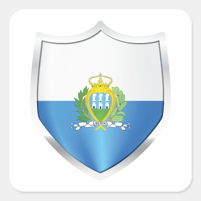 Silver Shield Flag San Marino Quadratischer Aufkleber (Vorderseite)