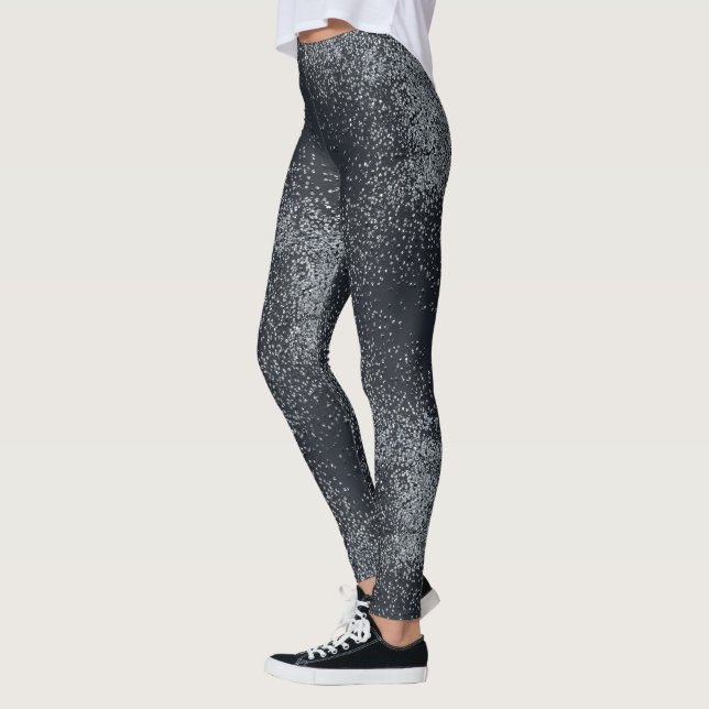 Silver Shimmer Dust Pattern – Elegant Metallic  Leggings (Links)