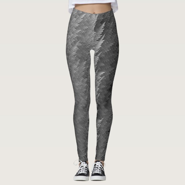Silver Shimmer Feather Tartan Leggings (Vorderseite)