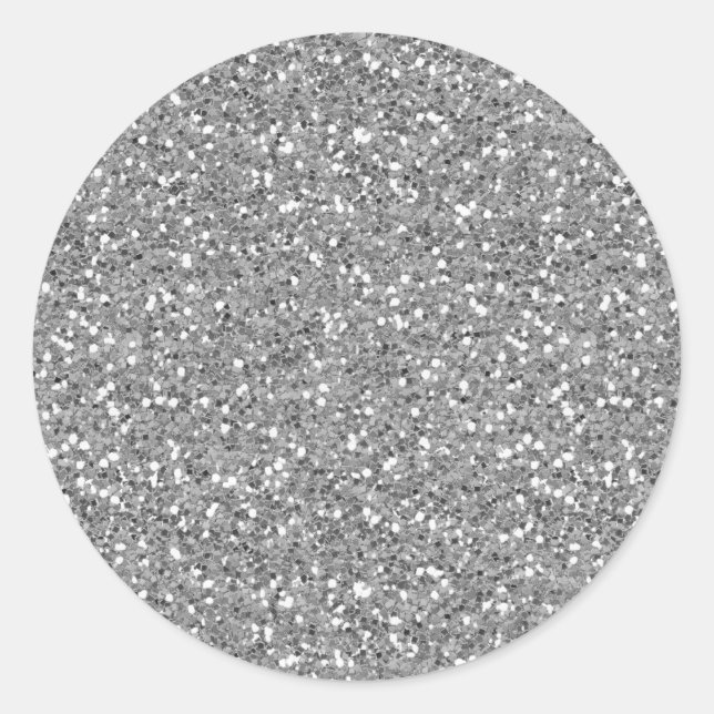 Silver Shimmer Glitzer Runder Aufkleber (Vorderseite)