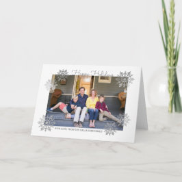 Silver Shimmering Chic Snowflake Holiday Foto Feiertagskarte