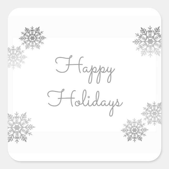 Silver Shimmering Chic Snowflake Holiday Quadratischer Aufkleber (Vorderseite)
