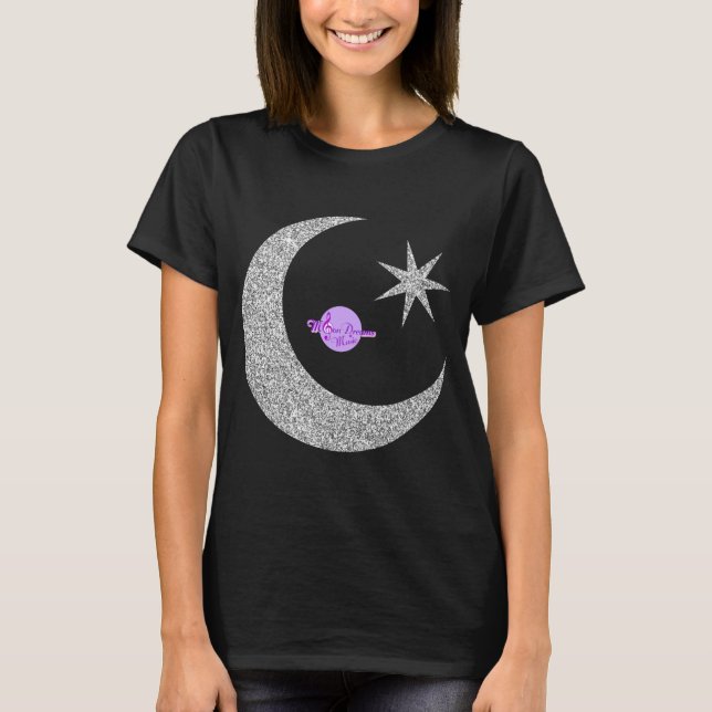 Silver Shimmery Moon & Star T-Shirt (Vorderseite)