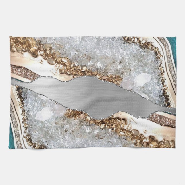 Silver Shiny Stone Glitzer Geschirrtuch (Horizontal)