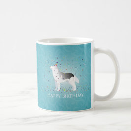 Silver Siberian Husky Hund Happy Birthday Design Tasse