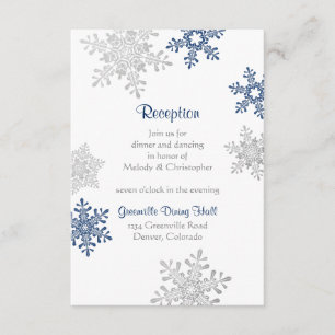 Silver Silver Snowflake Winter Wedding Empfang Begleitkarte