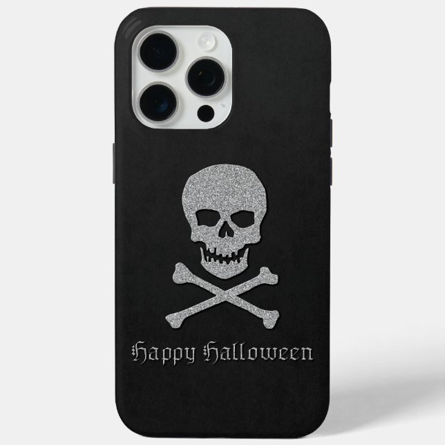 Silver Skull & Crossbones Halloween Case-Mate iPhone Hülle (Rückseite)