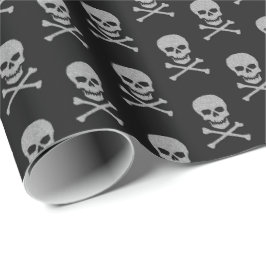 Silver Skull & Crossbones Halloween Geschenkpapier