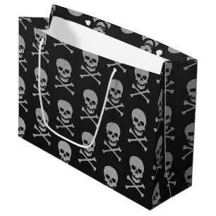 Silver Skull & Crossbones Halloween Große Geschenktüte