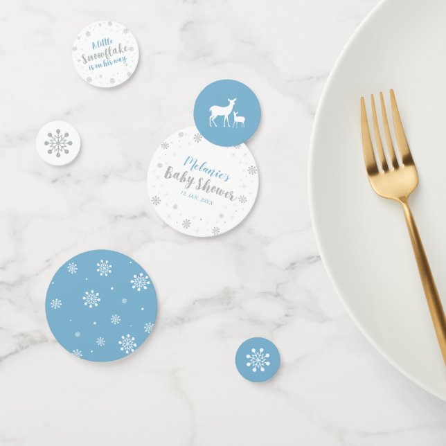 Silver & Sky Blue Winter Snowflake Boy Baby Dusche Konfetti (Gruppe)