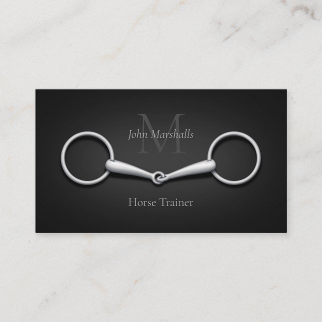 Silver Snaffle Bit Elegante Mit Monogramm Reittier Visitenkarte (Vorderseite)