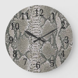 Silver Snake Skin Round Clock Große Wanduhr