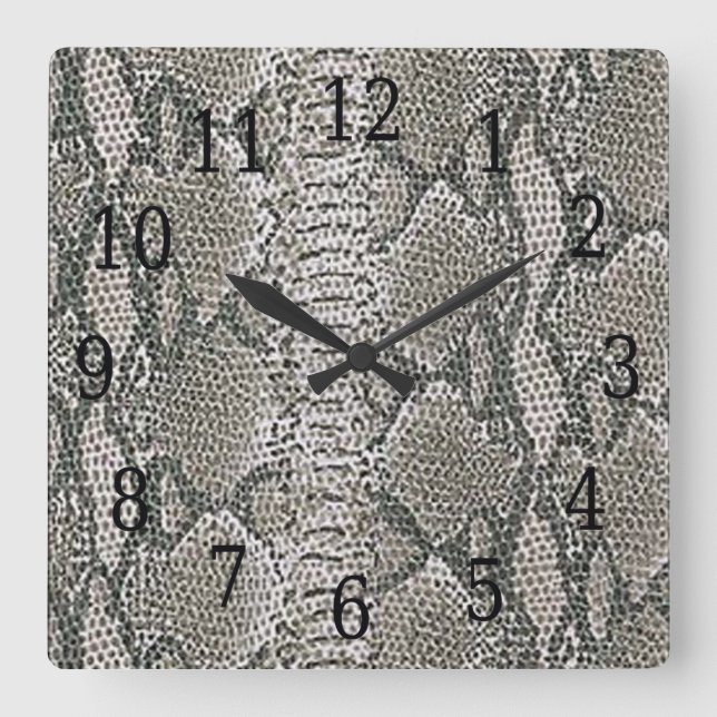 Silver Snake Skin Square Uhr (Vorderseite)