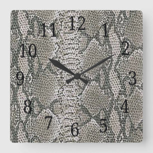 Silver Snake Skin Square Uhr