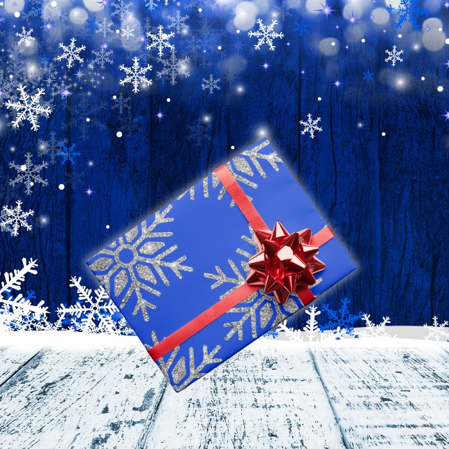 Silver Snowflake auf Blue Christmas | Geschenkpapier (Von Creator hochgeladen)