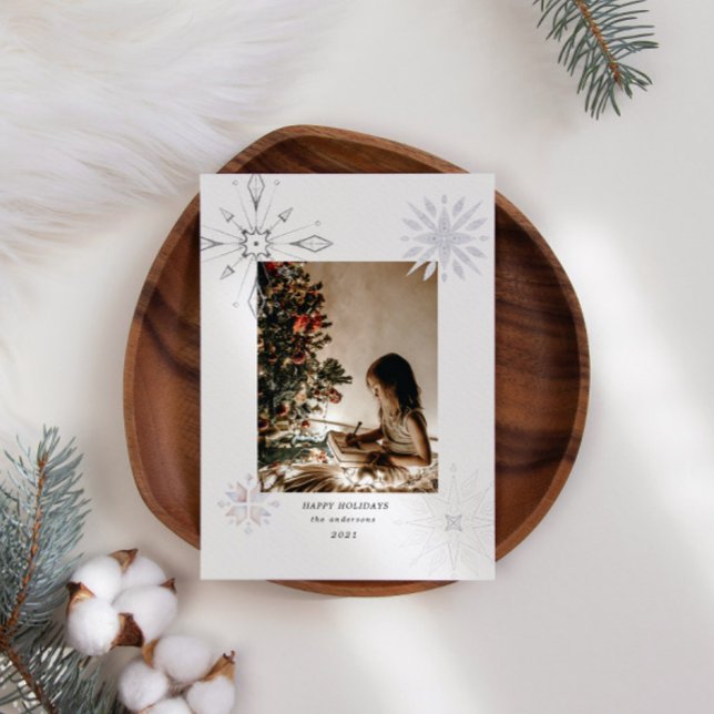 Silver Snowflake Foto Feiertagskarte (Von Creator hochgeladen)