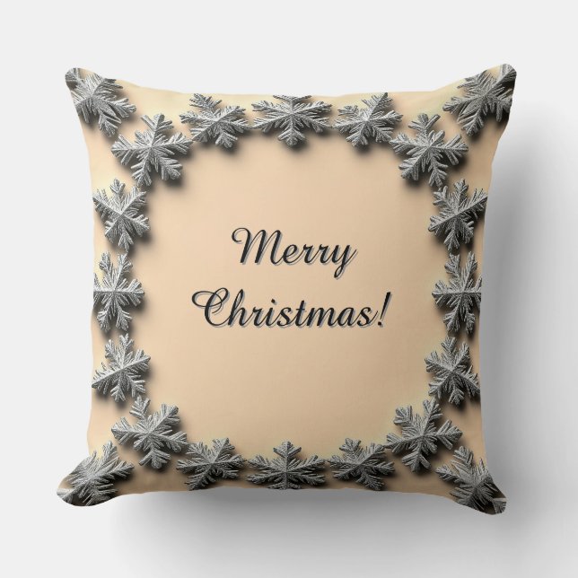 Silver Snowflake Frame Kissen (Vorderseite)
