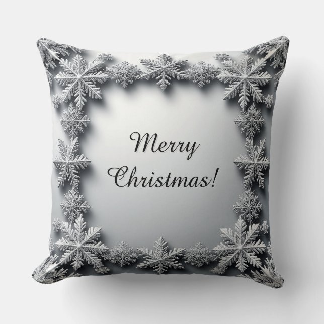 Silver Snowflake Frame Kissen (Vorderseite)