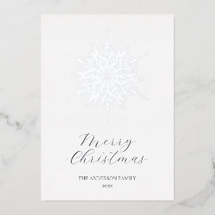 Silver Snowflake Frohe Weihnachtsfamilie Folien Feiertagskarte