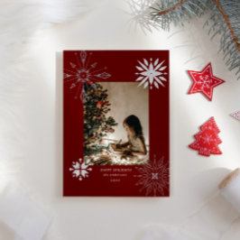 Silver Snowflake Holiday Foto Card Feiertagskarte