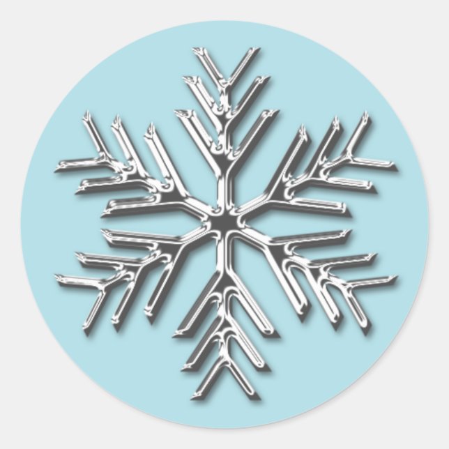 Silver Snowflake Holiday Weihnachten Umschlag Runder Aufkleber (Vorderseite)