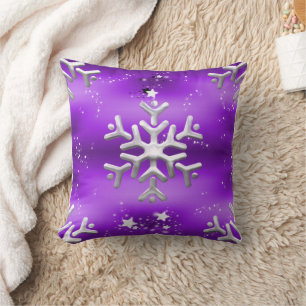 Silver Snowflake Lila Weihnachten Kissen