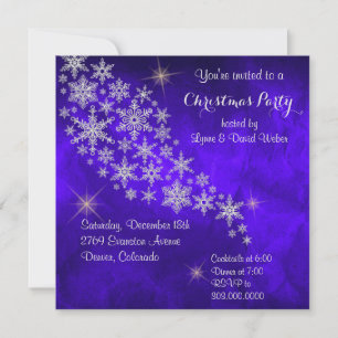 Silver Snowflake Royal Blue Weihnachtsfest Party Einladung