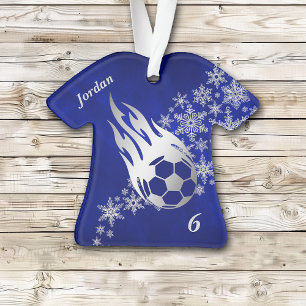 Silver Snowflake Soccer Ball Flame Ornament