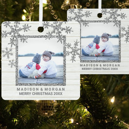 Silver Snowflake Stylish Double Sided Ornament Aus Metall