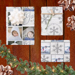 Silver Snowflake Weihnachtsfeiertag Ihre Fotos Geschenkpapier Set<br><div class="desc">Personalisieren Sie diese koordinierenden silbernen Schneeflottblätter mit Ihren Fotos und Texten für eine freundliche Weihnachts- oder Winterurlaubsgeschenkverpackung. Jedes Blatt hat einen Hintergrund aus hellgrauem weiß gekalktem Holz mit Akzenten von Imitaten silberne Glitzer Schneeflocken zur Krawatte Ihrer individuellen Verpackungspapierdesigns zusammen. Blatt 1 zeigt eine Wiederholung von drei Ihrer Lieblings-Fotos und "Joy"...</div>